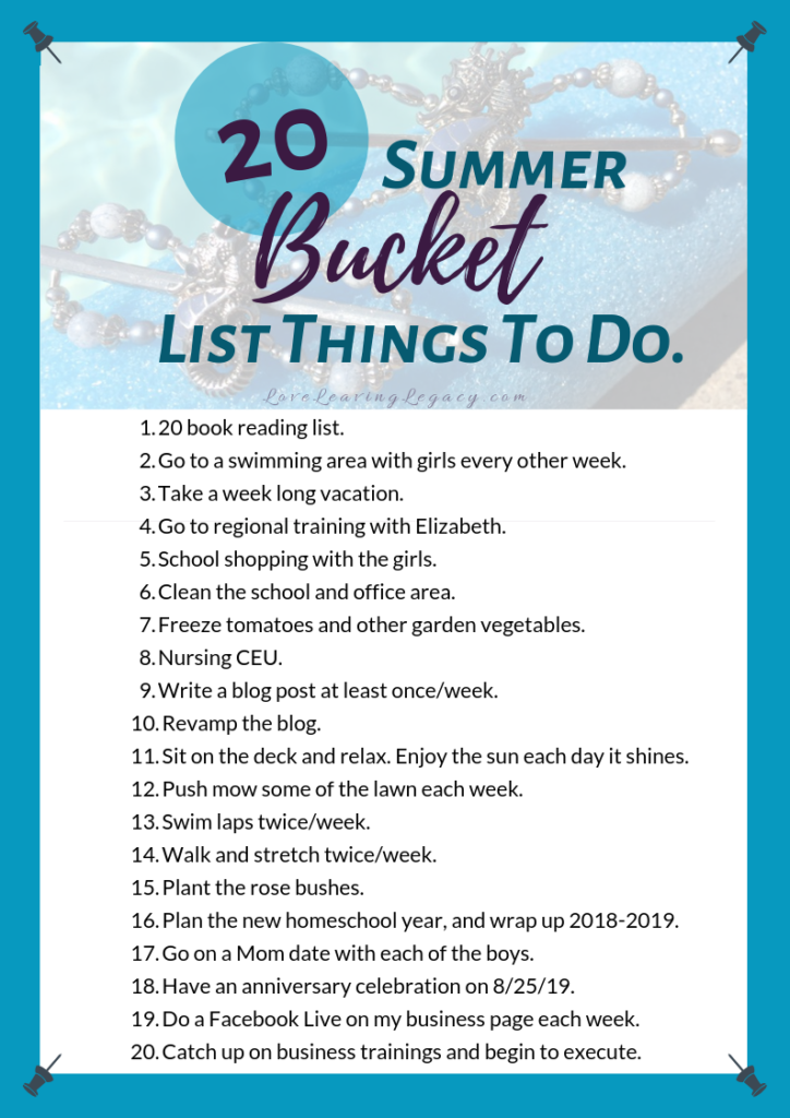 organizing, organizational list, Lilla Rose, LoveLeavingLegacy, 20 Summer 2019 Bucket List, Things to do, self care, family business