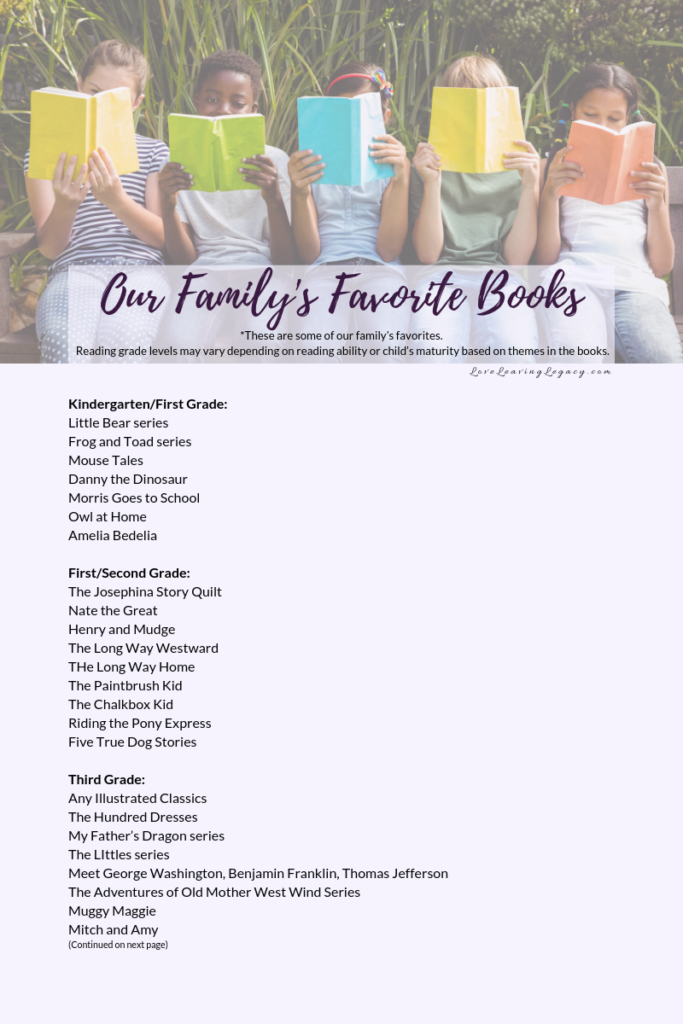 Summer 2019 Reading List, Reading List, Summer Incentive, Age Appropriate reading list, homeschooling